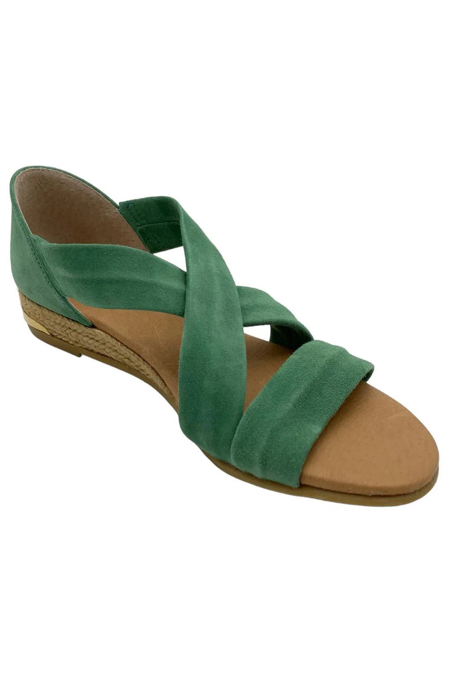 Pinaz Suede Cross-Over Strap Sandals Green - Medium